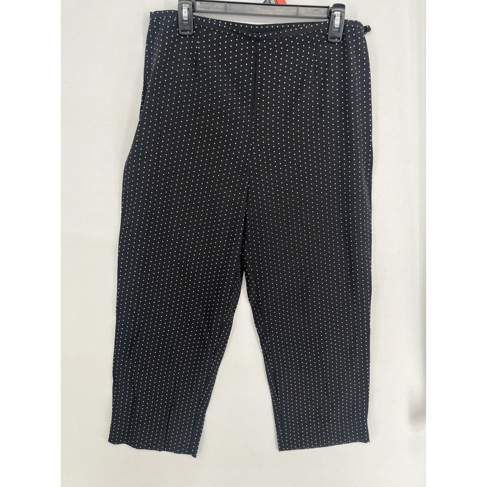 Requirements Polka Dot Pants Womens 12 Black White Cropped Side Zip Trousers